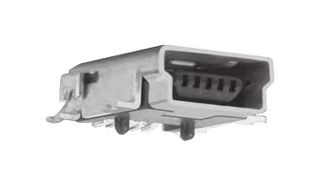 KYCON KMBX-SMT-5S-S-30TR USB Connector, Mini USB Type B, USB 2.0, Receptacle, 5 Ways, Surface Mount, Right Angle
