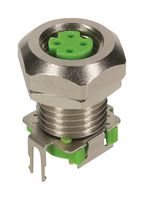 HARTING 21420000005 传感器连接器, M8, 母, 4路, 焊接插座, 直形印刷板安装