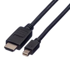 ROLINE 11.04.5789 音频/视频电缆组件, Mini 显示端口插头, HDMI A插头, 4.9 ft, 1.5 m, 黑色