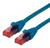ROLINE 21.15.2544 以太网线缆, Cat6, RJ45插头至RJ45插头, UTP (非屏蔽双绞线), 浅蓝, 1.5 m, 4.9 ft