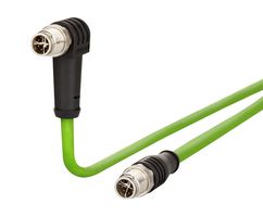 METZ CONNECT 142M2X1B010 Sensor Cable, M12 Plug, 90° M12 Plug, 8 Positions, 1 m, 3.28 ft