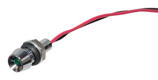 VCC / VISUAL COMMUNICATIONS COMPANY L60D-G5-W 发光二极管指示器 面板安装, 绿色, 5 VDC, 5.9 mm, 17 mA, 60 mcd, 无评级