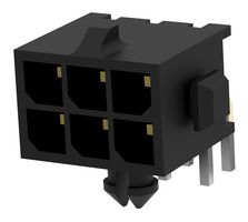 AMP - TE CONNECTIVITY 3-794620-6 引脚针座, 线至板, 3 mm, 2 排, 6 触点, 通孔直角, Micro MATE-N-LOK