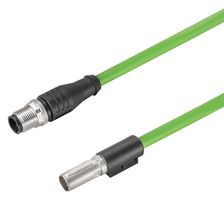 WEIDMULLER HDC XX5E01 MMSM12D-0100 传感器电缆, Cat5e, M12 插头, M12 插头, 4路, 1 m, 3.28 ft, RockStar ModuPlug Series