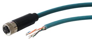 BULGIN LIMITED PXPTPU12FBF08XCL100PU 传感器电缆, Cat6a, M12 插座, 自由线端, 8路, 10 m, 33 ft, Buccaneer M12 X Coding Series
