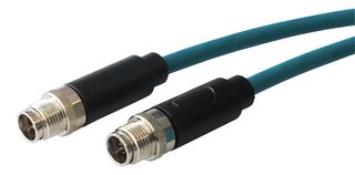 BULGIN LIMITED PXPTPU12FIM08XFI010PU Sensor Cable, Cat6a, M12 Plug, M12 Plug, 8 Positions, 1 m, 3.28 ft, Buccaneer M12 X Coding