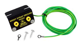 SCS WSGR2 ESD Grounding Cord, Black/Yellow, 10ft, 10Mohm, 4 mm Stud Size