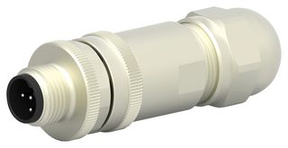 TE CONNECTIVITY T4111511051-000 Sensor Connector, PG7/4-6mm, M12, Male, 5 Positions, Screw Pin, Straight Cable Mount