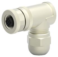 TE CONNECTIVITY T4112412051-000 Sensor Connector, PG9/6-8mm, M12, Female, 5 Positions, Screw Socket, Right Angle Cable Mount