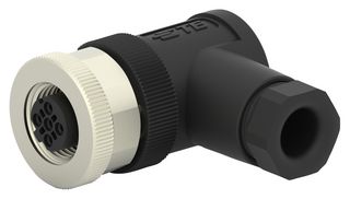 TE CONNECTIVITY T4112501041-000 传感器连接器, PG7/4-6mm, M12, 母, 4路, 螺丝插座, 直角线缆安装
