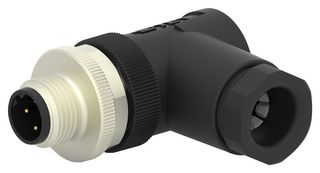TE CONNECTIVITY T4113402041-000 Sensor Connector, PG9/6-8mm, M12, Male, 4 Positions, Screw Pin, Right Angle Cable Mount