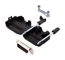 AMPHENOL COMMUNICATIONS SOLUTIONS L17DPPK15-BK+L717SDA15P D-Sub 连接器, 带后壳, 标准, 插头, L17DPPK-BK, 15 触点, DA, 焊接杯