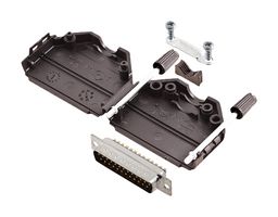 AMPHENOL COMMUNICATIONS SOLUTIONS L17DPPK25-BK+L717SDB25P D-Sub 连接器, 带后壳, 标准, 插头, L17DPPK-BK, 25 触点, DB, 焊接杯