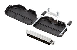AMPHENOL COMMUNICATIONS SOLUTIONS L17DPPK37-BK+L717SDC37P D-Sub 连接器, 带后壳, 标准, 插头, L17DPPK-BK, 37 触点, DC, 焊接杯
