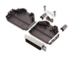 AMPHENOL COMMUNICATIONS SOLUTIONS L17DPPK25-BK+L717HDB44P D-Sub 连接器, HD, 带后壳, 高密度, 插头, L17DPPK-BK, 44 触点, DB, 焊接杯