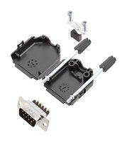 AMPHENOL COMMUNICATIONS SOLUTIONS L17DPPK09-BK+L717DE09PST D Sub Connector, With Backshell, DB9, Standard, Plug, DPPK-BK, 9 Contacts, DE, Screw
