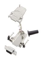 AMPHENOL COMMUNICATIONS SOLUTIONS L17D45ZF09-RG+L77SDE09S D Sub Connector, With Backshell, DB9, Standard, Receptacle, D45ZF-RG, 9 Contacts, DE, Solder