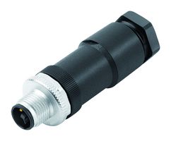 BINDER 99-0629-19-04 Sensor Connector, 813 Series, M12, Male, 4 Positions, Screw Pin, Straight Cable Mount