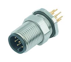 BINDER 86-1031-1100-00008 传感器连接器, 713/763 Series, M12, 公, 8路, PCB插头, 直形面板安装