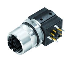 BINDER 99-3782-213-08 Sensor Connector, 825/876 Series, M12, Female, 8 Positions, PCB Socket, Right Angle Panel Mount