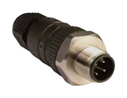 OMEGA M12-S-M-FM Sensor Connector, M12 Series, M12, Male, 4 Positions, Crimp Pin, Straight Cable Mount
