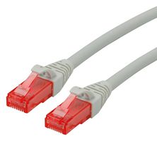 ROLINE 21.15.2509 以太网线缆, Cat6, RJ45插头至RJ45插头, UTP (非屏蔽双绞线), 灰色, 20 m, 66 ft