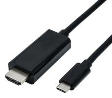 ROLINE 11.04.5841 Inter系列适配器电缆组件, USB 3.1 C型插头至HDMI A插头, 6.6 ft, 2 m, 黑色
