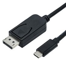 ROLINE 11.04.5846 Inter Series Adapter Cable Assembly, Type C USB 3.1 Plug to DisplayPort Plug, 6.6 ft, 2 m, Black