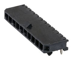 MOLEX 43650-1000 引脚针座, 黑色, 线至板, 3 mm, 1 排, 10 触点, 通孔直角, Micro-Fit 3.0 43650 Series