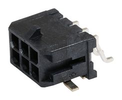 MOLEX 43045-0611 引脚针座, 线至板, 3 mm, 2 排, 6 触点, 表面安装直角, Micro-Fit 3.0 43045 Series