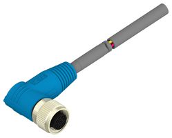 TE CONNECTIVITY T4161420008-001 传感器电缆, 90° M12插头, 自由线端, 8路, 500 mm, 19.7 ", T416 Series