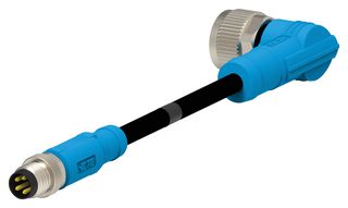 TE CONNECTIVITY T4052118004-001 传感器电缆, M8 插头, M12 插座, 4路, 500 mm, 19.7 ", T405 Series