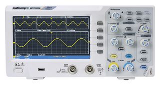 MULTICOMP PRO MP720009 EU-UK 数字示波器, 经济型, Eco, 2x 模拟, 20 MHz, 100 MSPS, 10 kpts, 17.5 ns