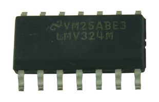 TEXAS INSTRUMENTS LMV324M/NOPB Operational Amplifier, 4 Channels, 1 MHz, 1 V/µs, 2.7V to 5.5V, SOIC, 14 Pins