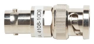 POMONA 4108-10DB 射频固定衰减器, BNC插头至BNC插座, 10 dB, 1.1MHz 至 8GHz, 2 W, 50 ohm, 黄铜