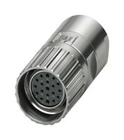 PHOENIX CONTACT 1629196 传感器连接器, M23 PRO Series, M23, 母, 16个信号 + 2个电源 + PE路, 压接插座-不包含触芯, 直形线缆安装