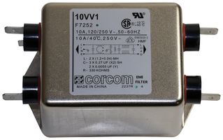 CORCOM - TE CONNECTIVITY 10VV1 电源线滤波器, 通用, 250 VAC, 10 A, 单相, 2阶, 底板安装