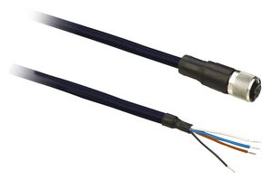 TELEMECANIQUE SENSORS XZCPB1141L5 Sensor Cable, M12 Plug, Free End, 4 Positions, 5 m, 16.4 ft, XZ Series