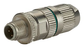 PANDUIT ISPS5E44MFA Sensor Connector, IndustrialNet Series, M12, Male, 4 Positions, Crimp Pin, Straight Cable Mount