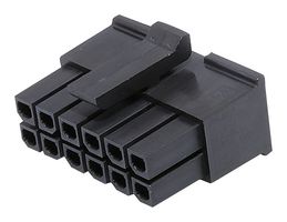 MOLEX 43025-1210.. Connector Housing, Black, Micro-Fit 3.0 43025 Series, Receptacle, 12 Ways, 3 mm