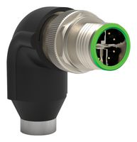 TE CONNECTIVITY 2350791-2... 传感器连接器, M12, 公, 8路, 压接插头, 直角线缆安装