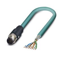 PHOENIX CONTACT 1407406 Sensor Cable, 8P, Cat5, M12 Plug, Free End, 8 Positions, 5 m, 16.4 ft