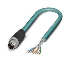 PHOENIX CONTACT 1407469 Sensor Cable, 8P, Cat5, M12 Plug, Free End, 8 Positions, 5 m, 16.4 ft