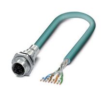 PHOENIX CONTACT 1424151 传感器电缆, 8P, Cat5, M12 插座, 自由线端, 8路, 2 m, 6.6 ft