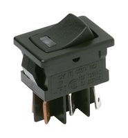 C&K COMPONENTS DM54J72S205Q6 翘板开关, 小型, 开-关, SPST, 发光, 面板安装, 黑色, DM Series