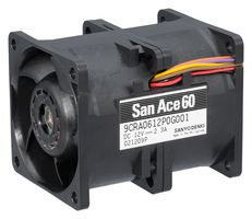 SANYO DENKI 9CRA0612P0G001 DC轴流风扇, 12 V, 方形, 60 mm, 76 mm, 球式轴承, 70.6 CFM