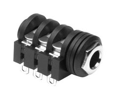 AMPHENOL AUDIO ACJM-IHS 手机音频连接器, 单声道, 6.35mm, 2 触点, 插座, 面板安装, 镀锡触芯, 尼龙6.6(聚酰胺6.6)主体
