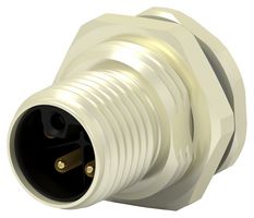 TE CONNECTIVITY T4141L12031-000 传感器连接器, M12, 母, 2P + PE路, PCB插座, 直形面板安装