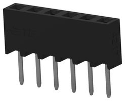 TE CONNECTIVITY 2MM-R-S06-VT-02-H-TB PCB插座, 板至板, 2 mm, 1 排, 6 触点, 通孔安装直角, AMPMODU 2mm