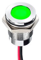 APEM Q14F5CXXHG110E LED Panel Mount Indicator, Green, 110 VAC, 14 mm, 6 mA, 250 mcd, IP67